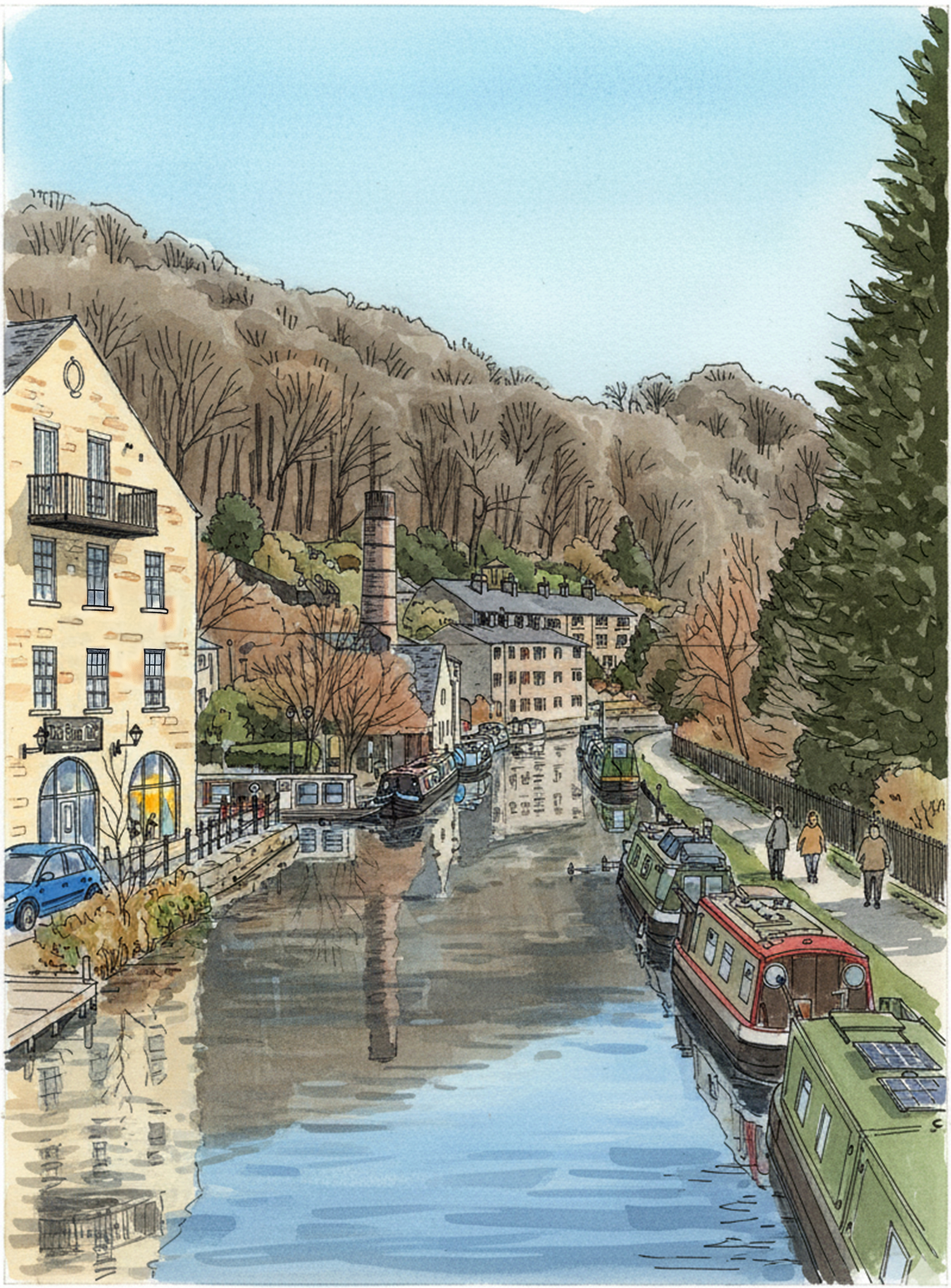 View of Hebden Bridge from the canal